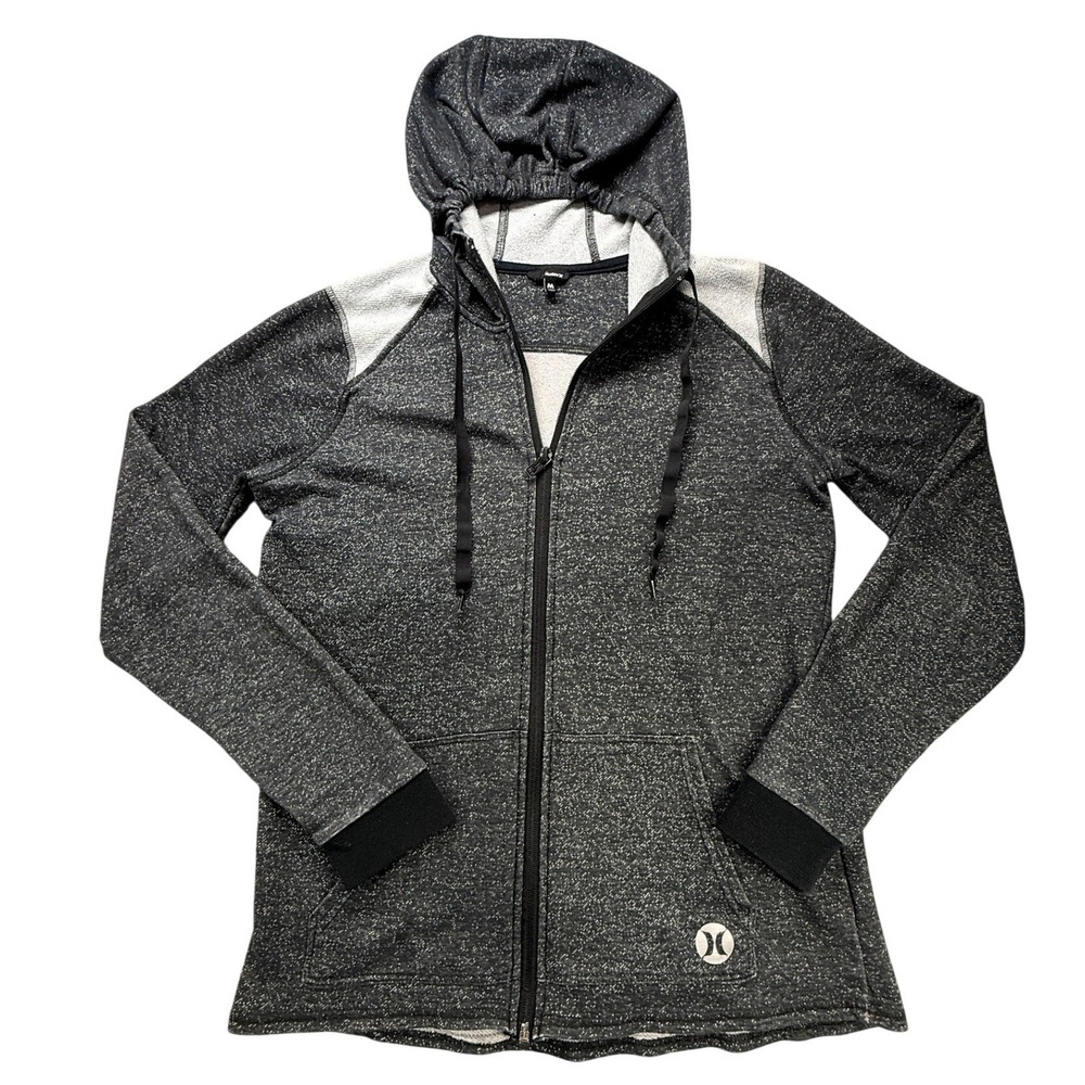 Hurley Hoodie Women M Charcoal Grey Full Zip Nike Dri-FIT Marled Knit GFT0001660
